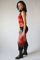 Flower Mock Neck Mesh Maxi Dress