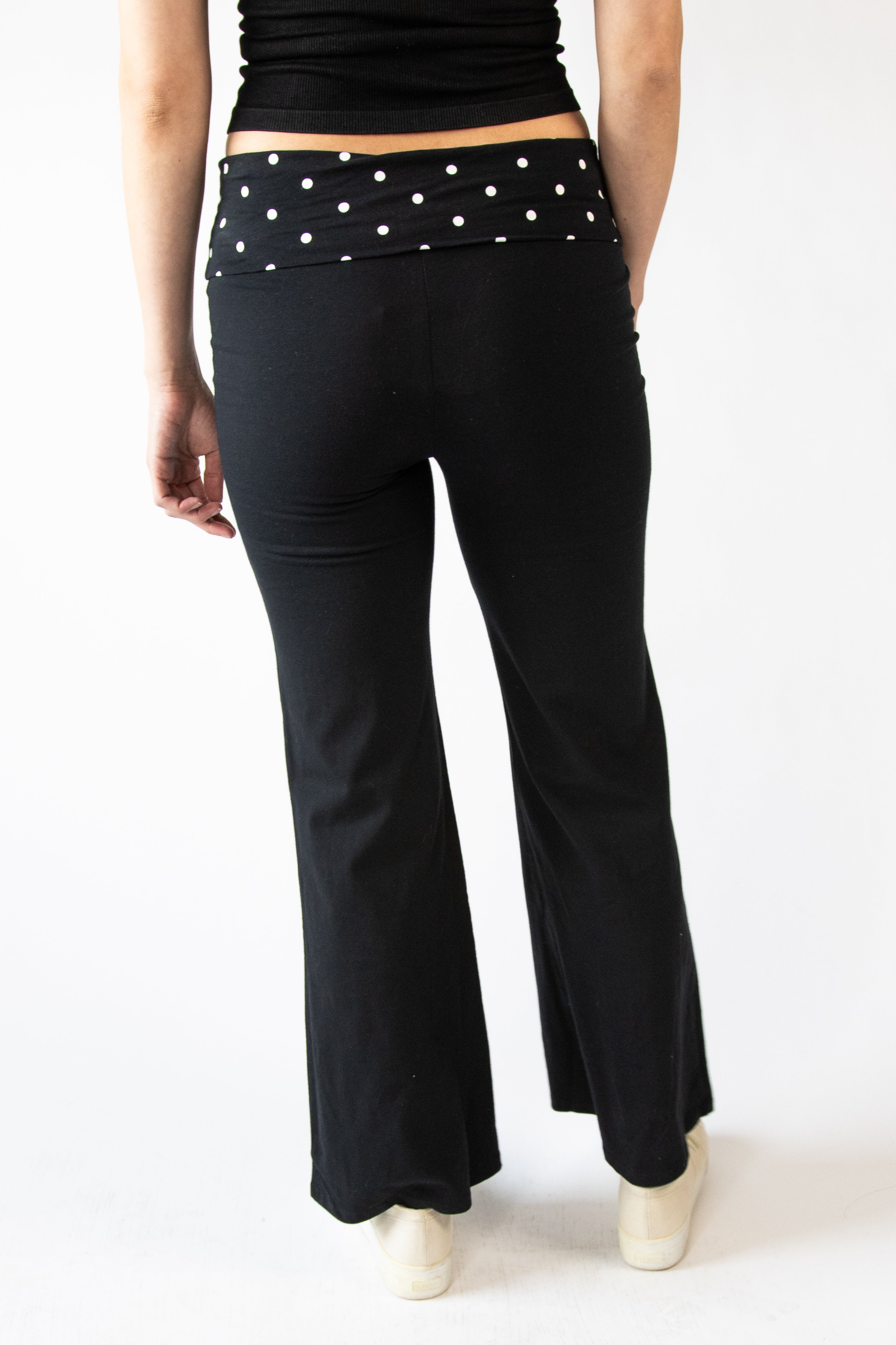 Polka Dot Fold Over Flare Pants