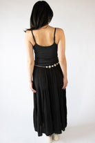 Stone Chain Belt Gauze Maxi Skirt