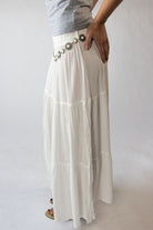 Stone Chain Belt Gauze Maxi Skirt