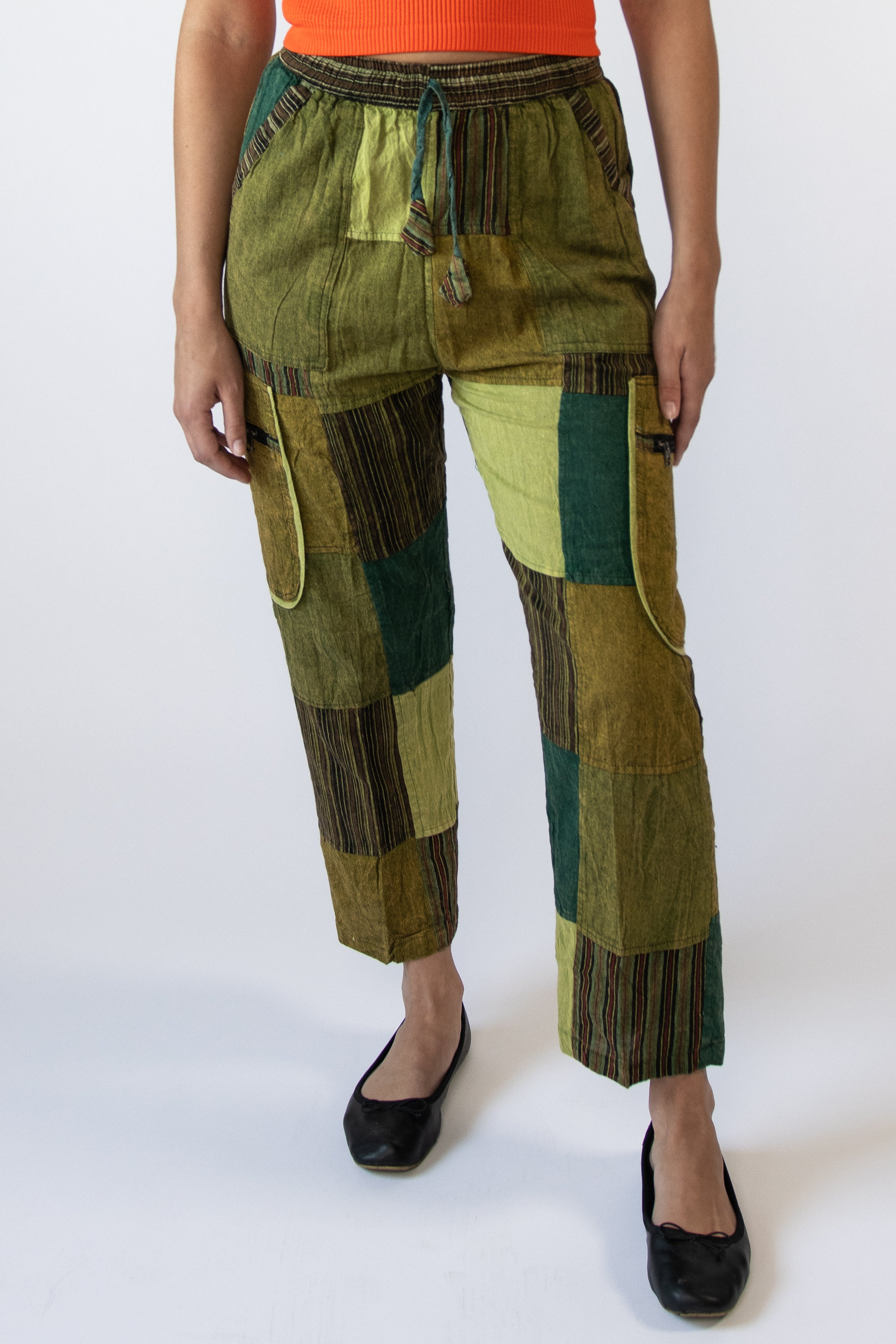 Going Green Zip Pocket Patchwork Pants
