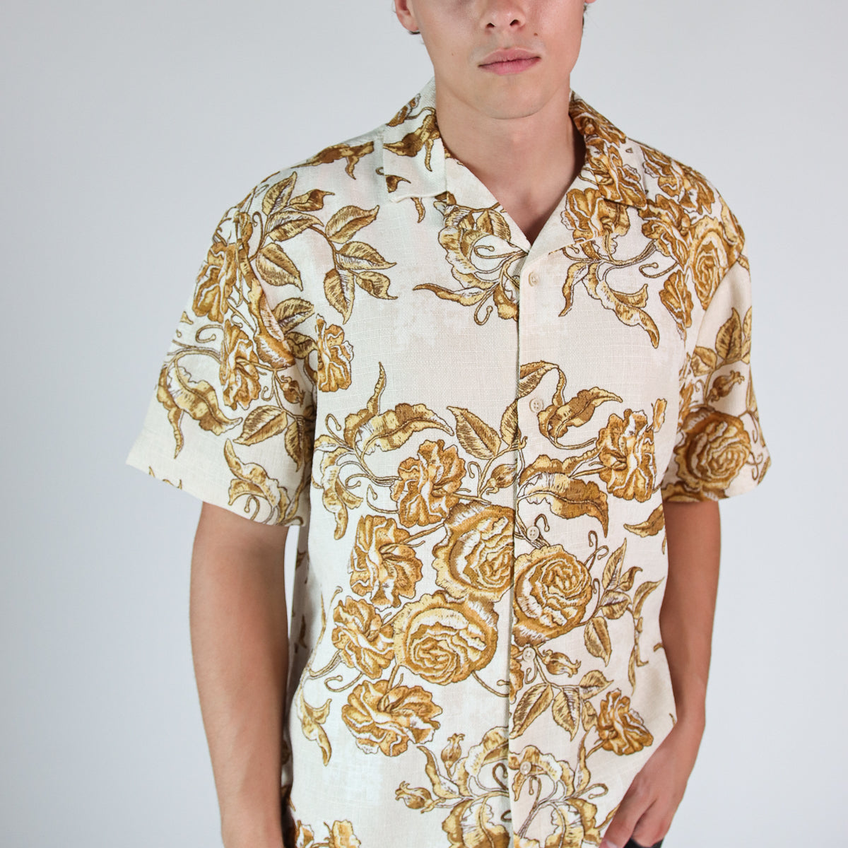 Gold Roses Woven Button Up Shirt – Ragstock