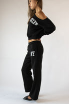 Graphic Applique Boatneck Sweatshirt