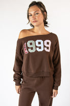 Graphic Applique Boatneck Sweatshirt