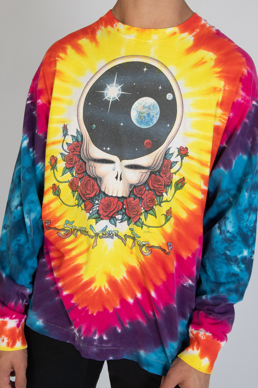 Vintage 1992 Grateful Dead "Space Your Face" Liquid Blue Long Sleeve T-Shirt