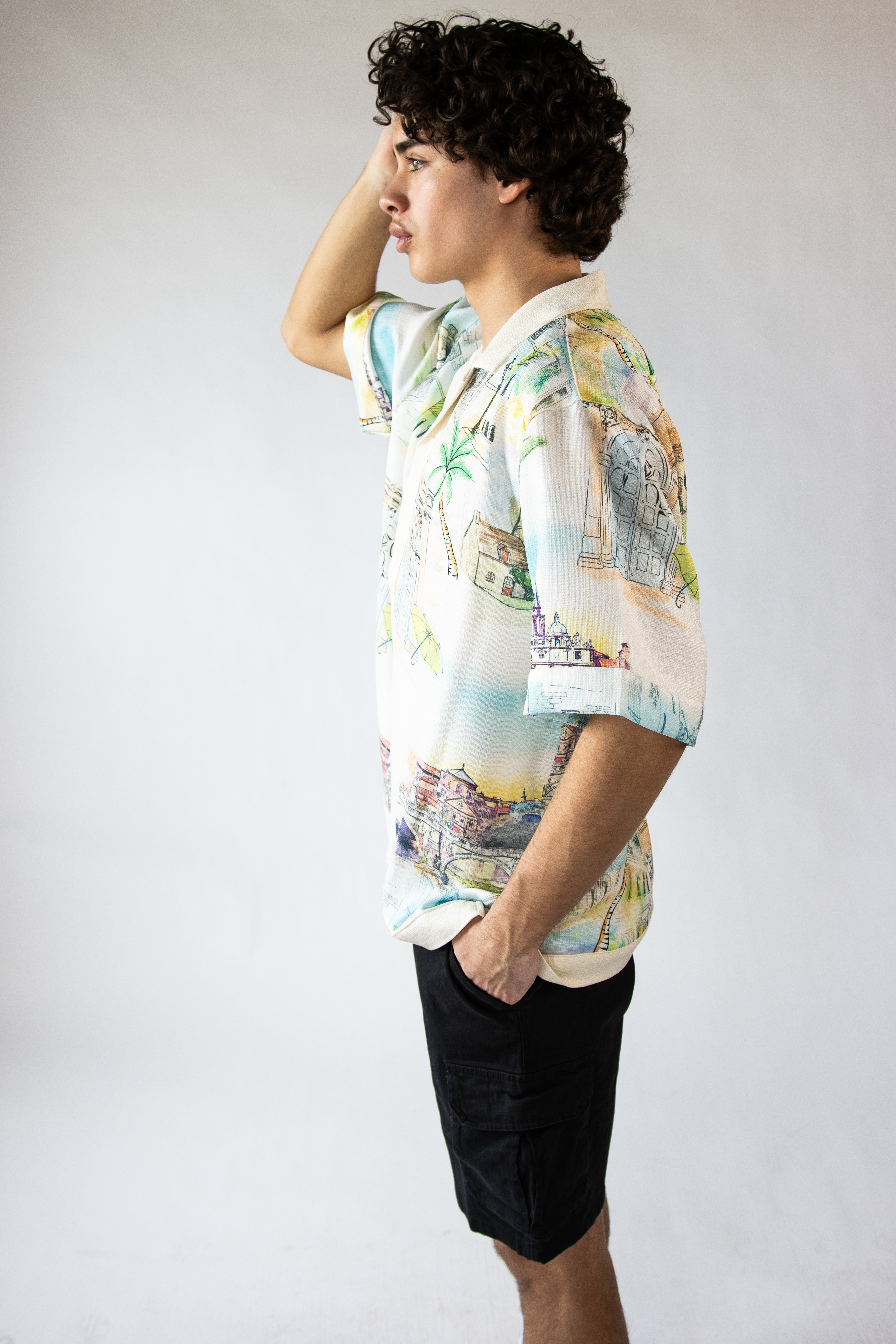 Greek Isles Woven Button Up Shirt