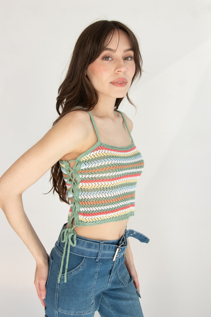 lace up crochet top