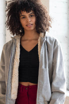 Grey Sherpa Lined Hooded Jacket