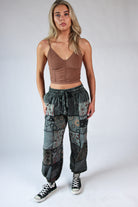 Grey Mushroom Patchwork Pants