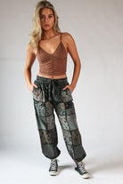 Grey Mushroom Patchwork Pants