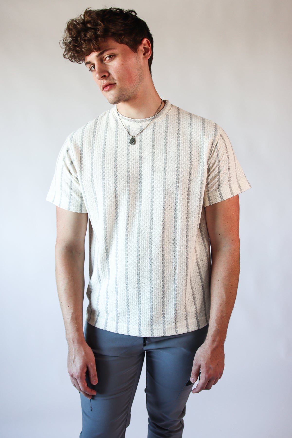 Thin Stripe Crochet Tee