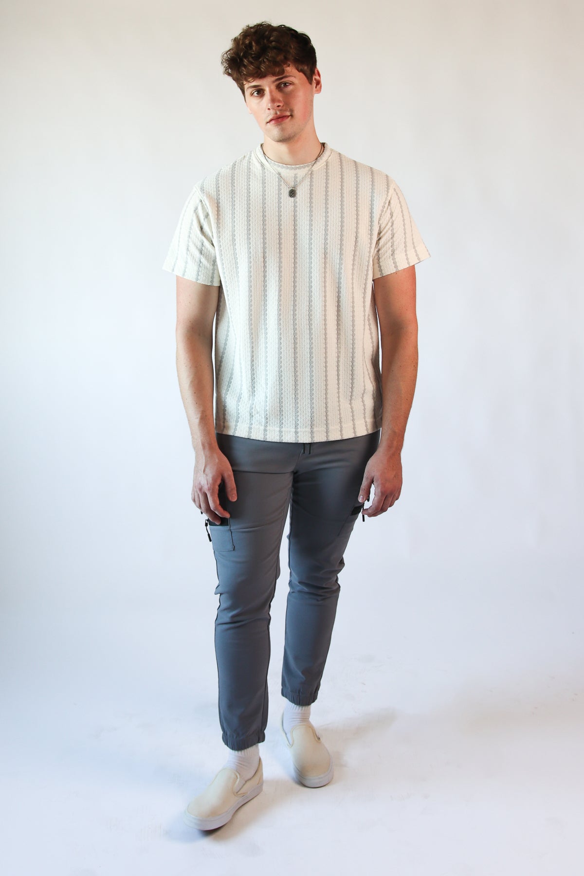 Thin Stripe Crochet Tee