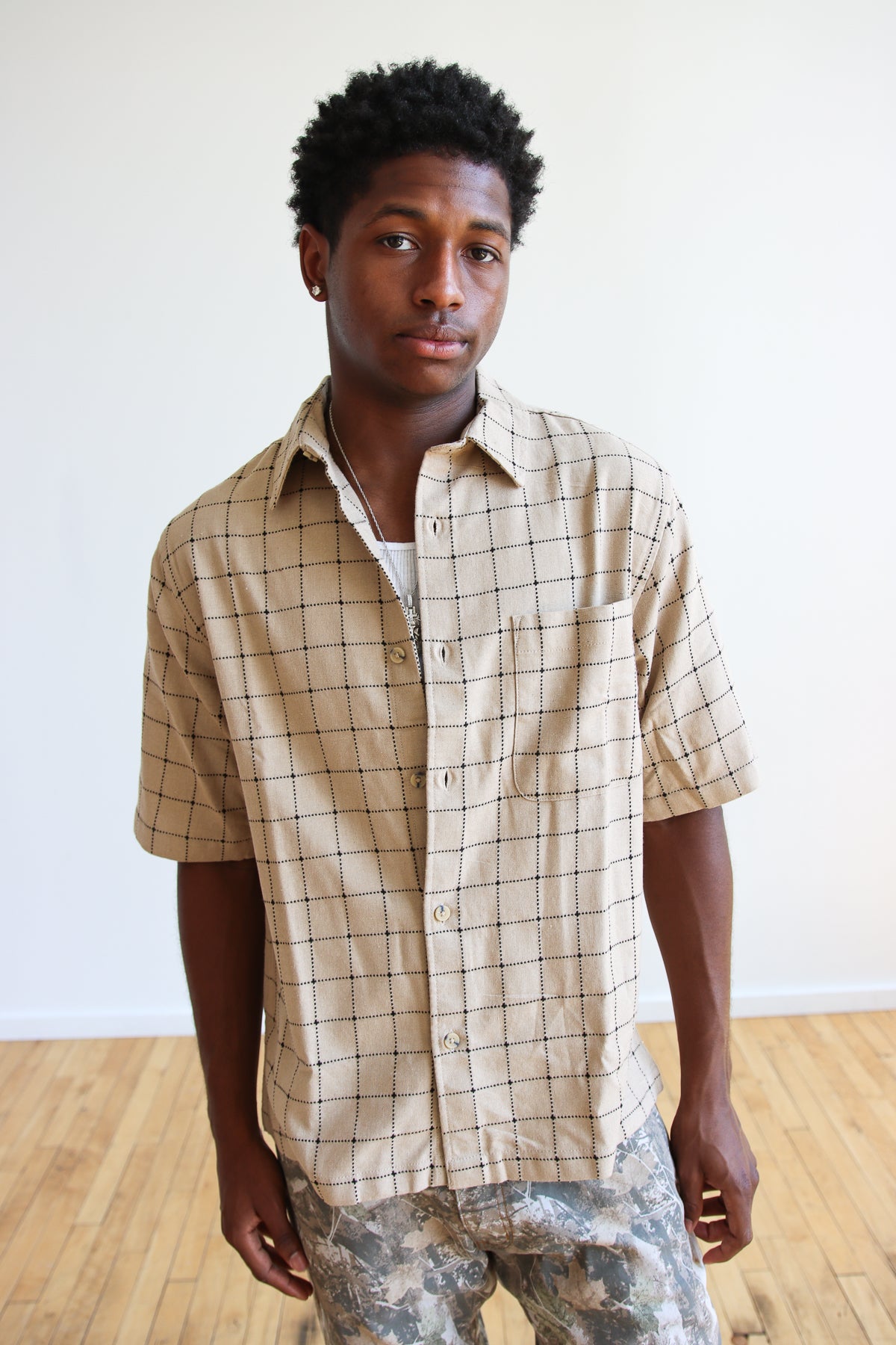 Grid Pattern Button Up Shirt – Ragstock - Main Image