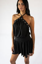 Eyelet Halter Handkerchief Mini