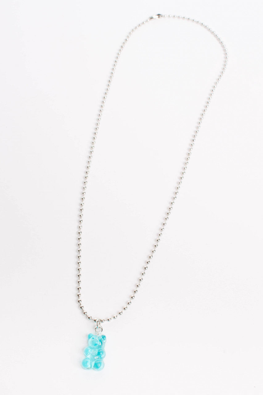 Blue Gummy Bear Charm Necklace