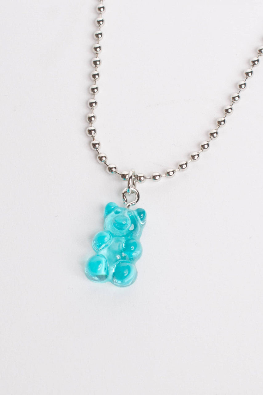 Blue Gummy Bear Charm Necklace
