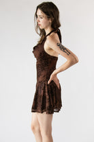 Halter Cowl Mesh Mini Dress