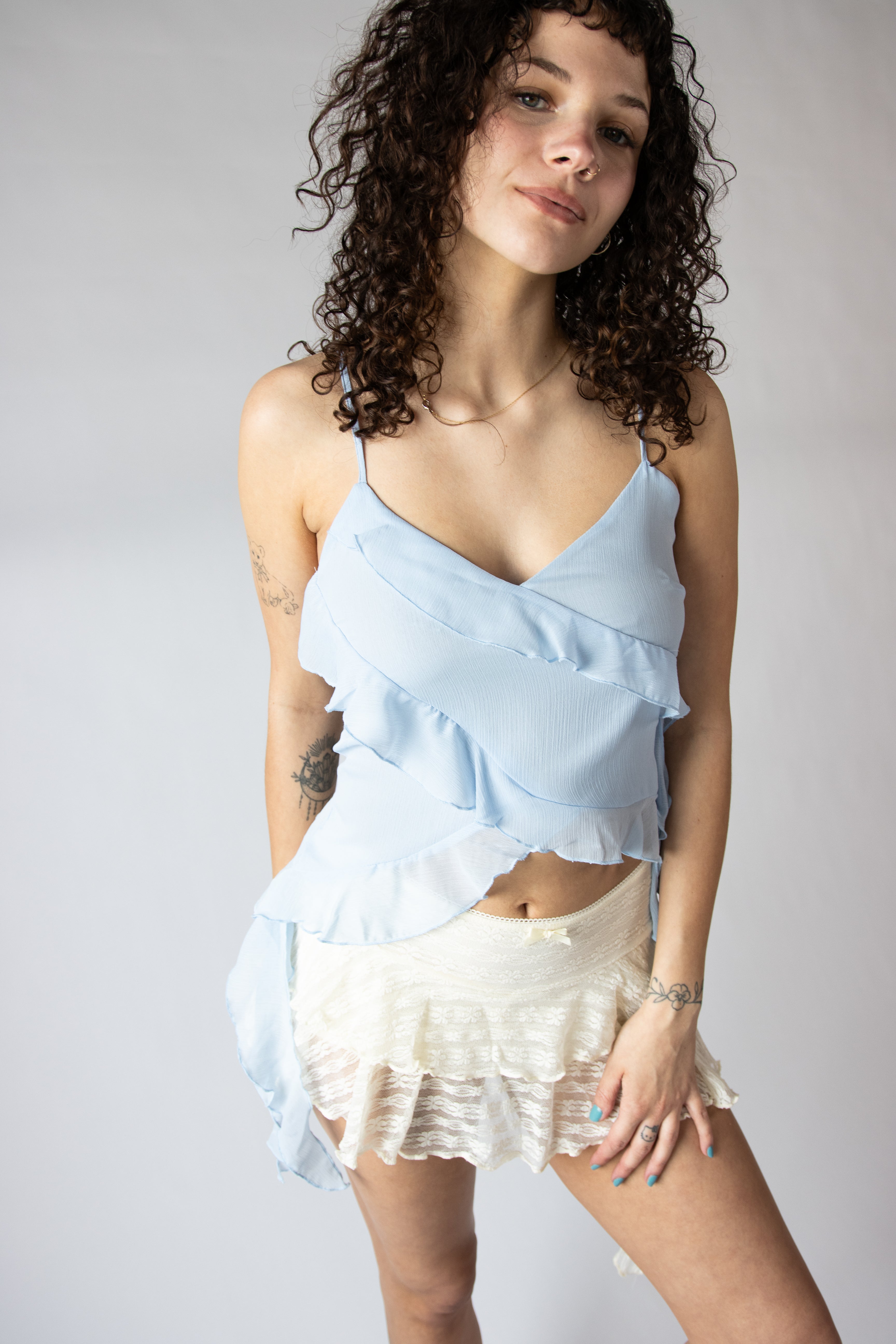 Ruffle Chiffon Cami Tank Top