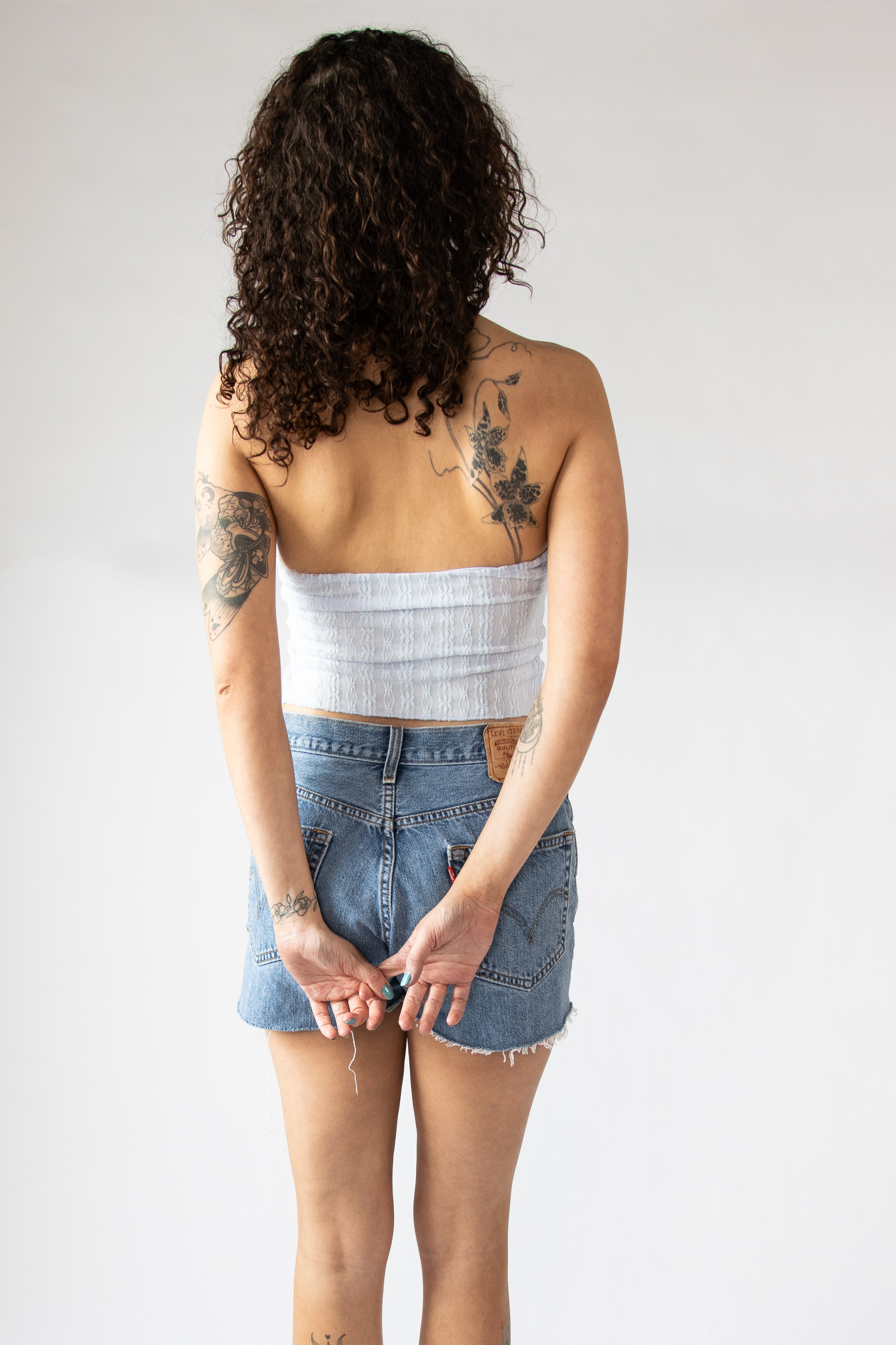 Lace Mesh Buckle Halter Top