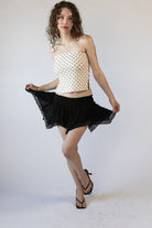 Hanky Hem Layered Mesh Mini Skort
