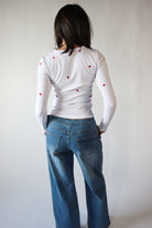 Mini Embroidered Hearts Long Sleeve Top