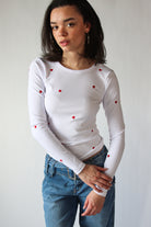Mini Embroidered Hearts Long Sleeve Top