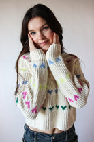 Heart Stripe Crop Sweater