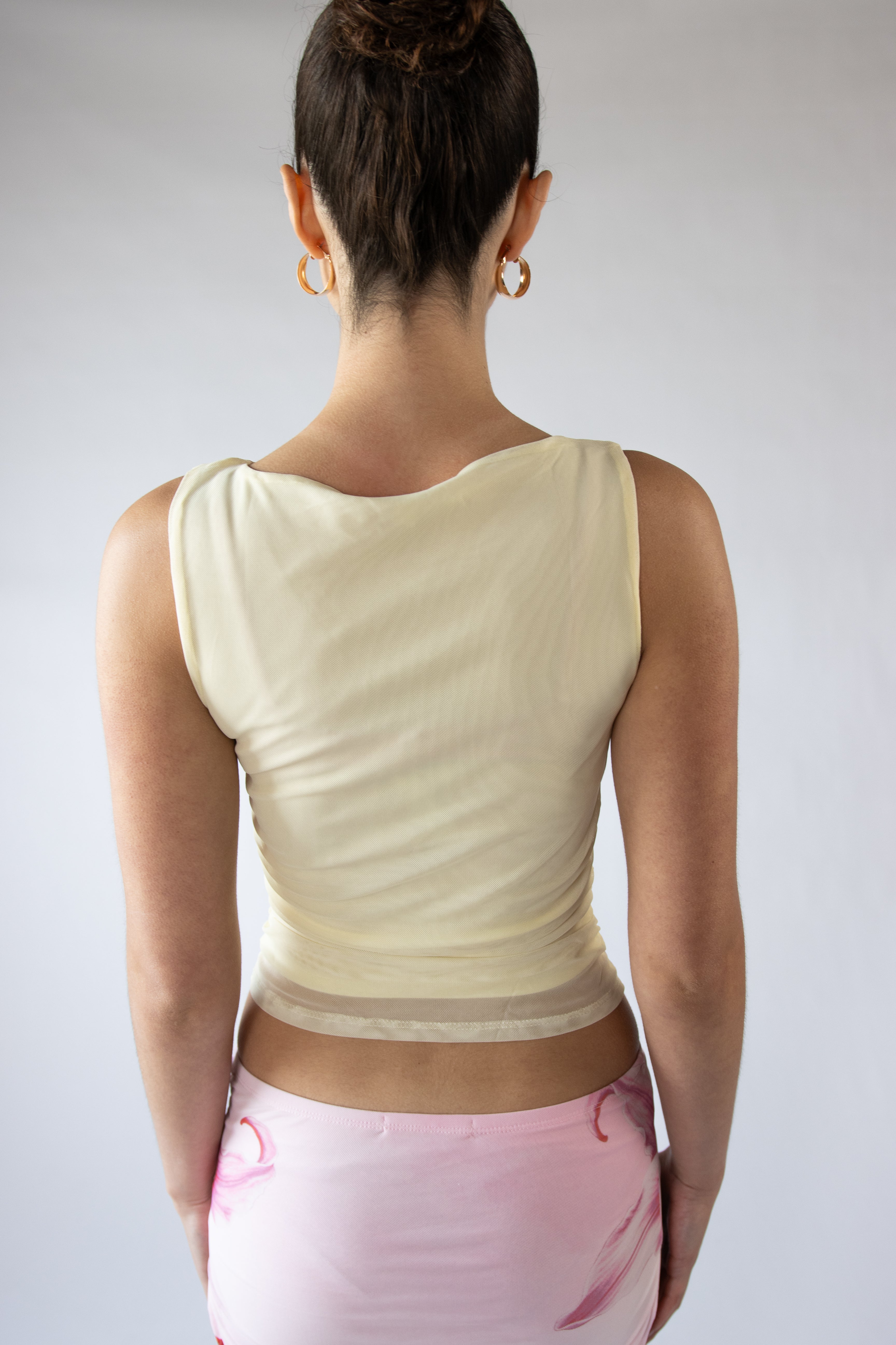 Lily Mesh Side Ruched Tank Top