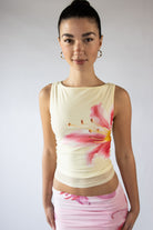 Lily Mesh Side Ruched Tank Top
