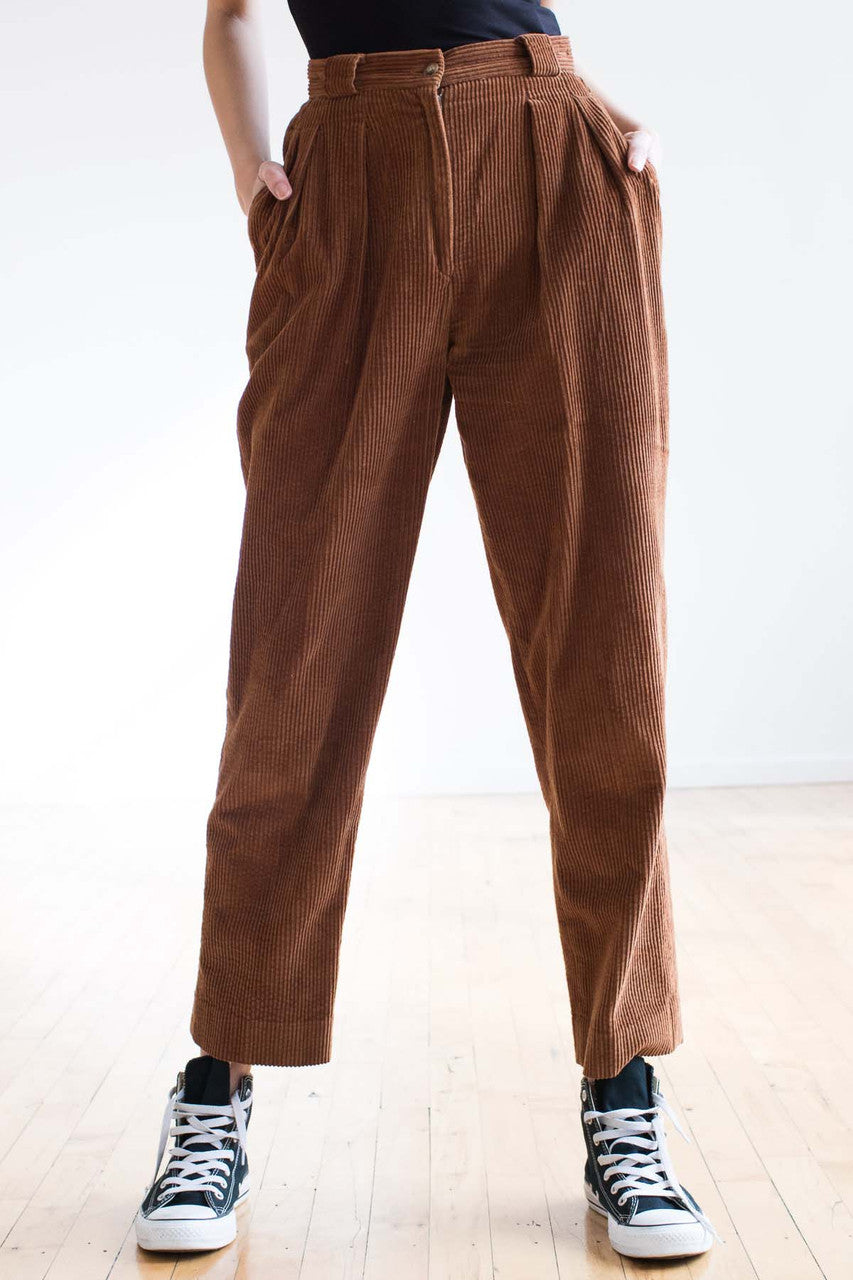 High Waisted Brown Corduroy Pants