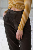 Olive High Waisted Corduroy Pants