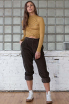 Olive High Waisted Corduroy Pants