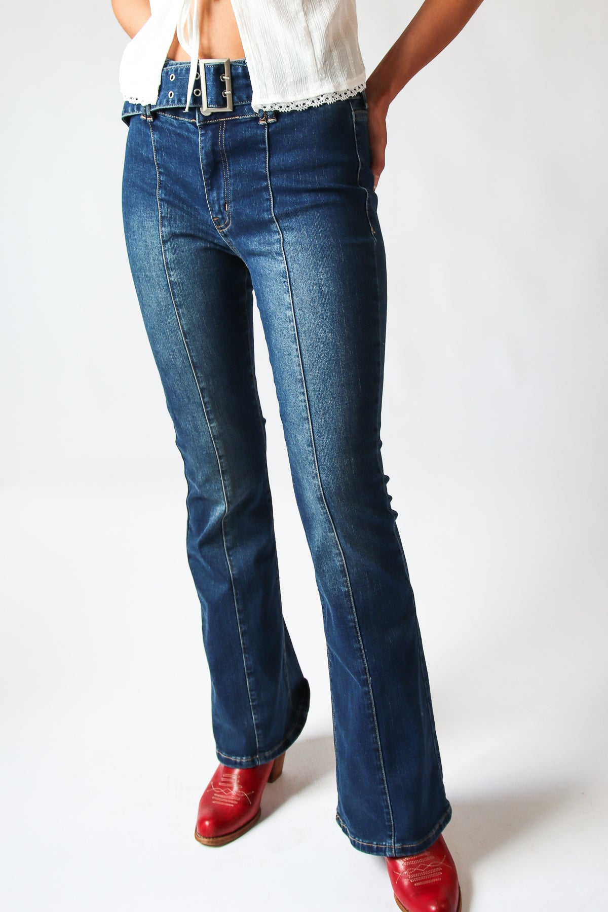 High Rise Belted Flares