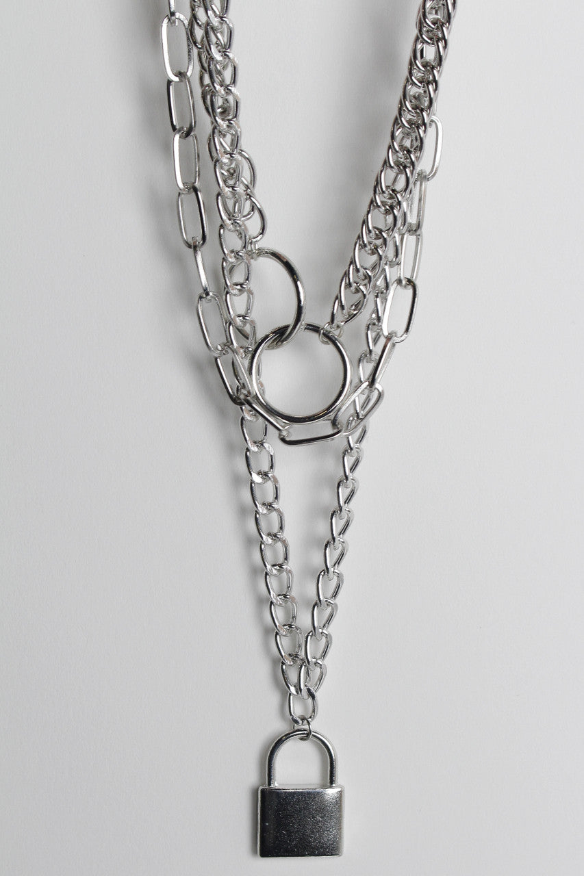 3pc Lock & Chain Necklace