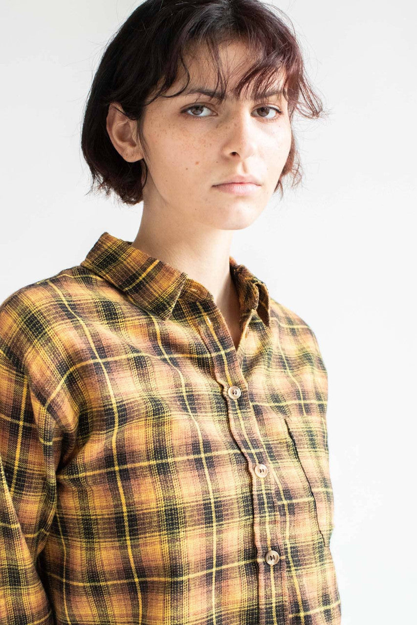 Rustic Mustard Cropped Flannel