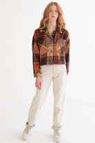 Oversized Rust Plaid Jacket