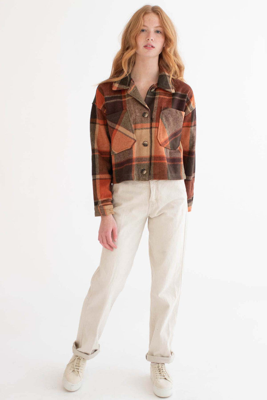 Oversized Rust Plaid Jacket
