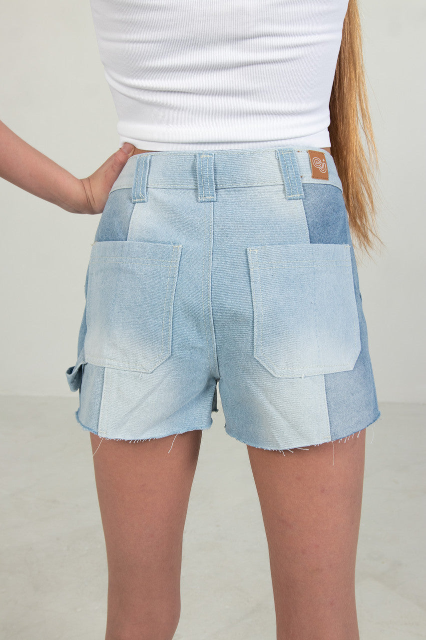 Two Tone Denim Carpenter Shorts