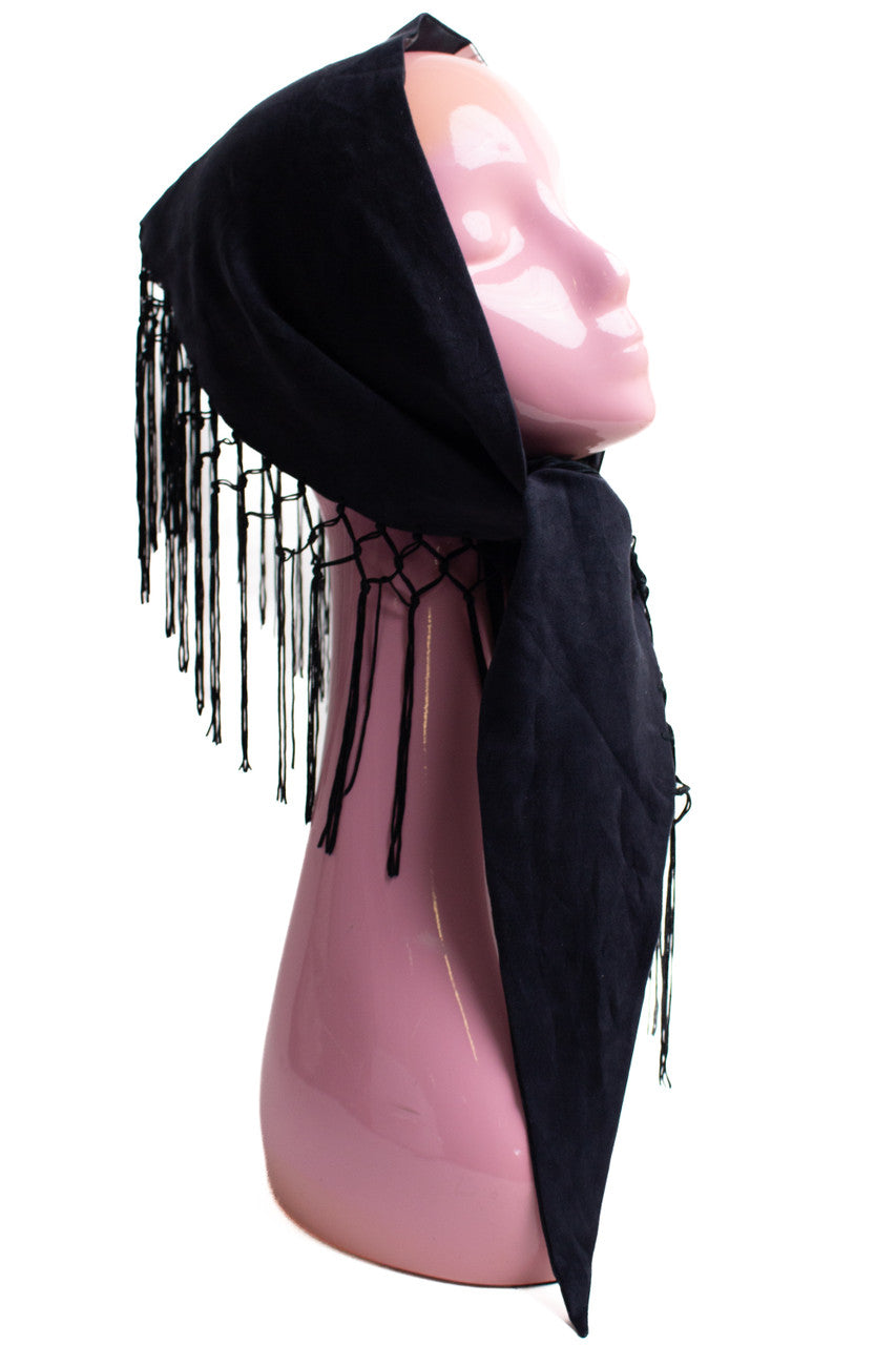 Vintage Faux Suede Tassel Scarf Or Wrap Waist Belt