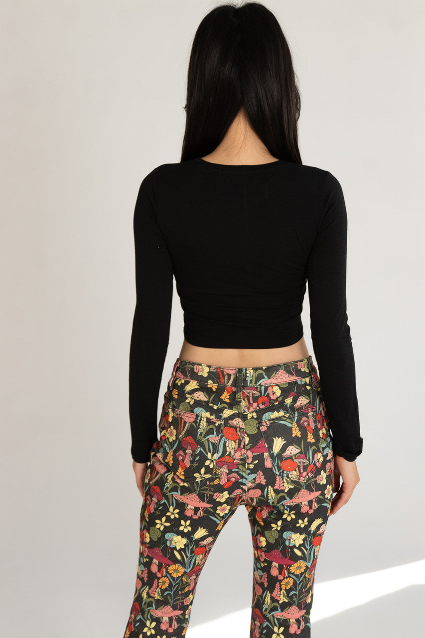 Long Sleeve Crew Neck Crop Top
