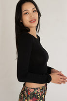 Long Sleeve Crew Neck Crop Top