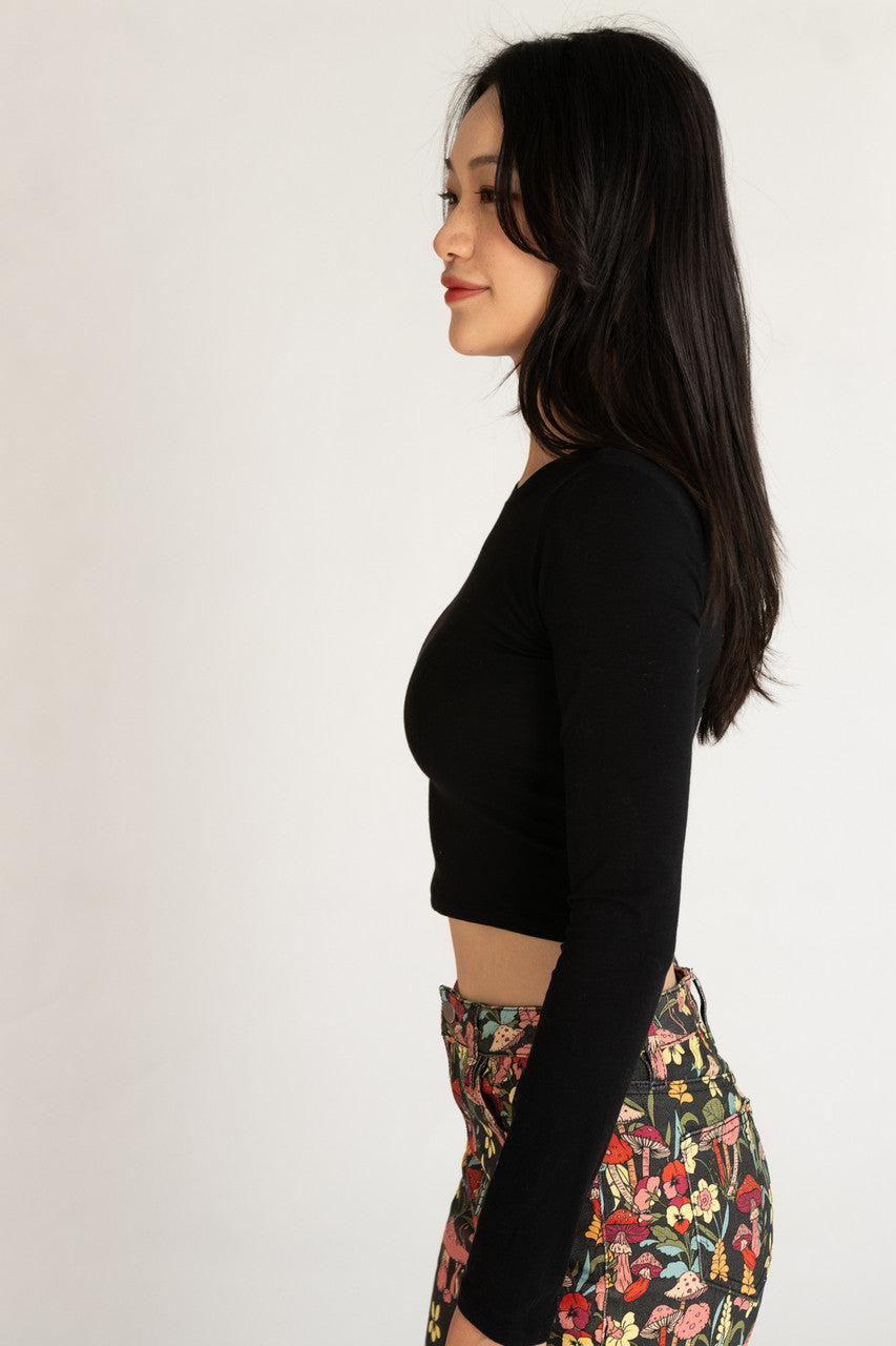 Long Sleeve Crew Neck Crop Top