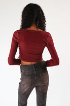 Ribbed Contrast Stitch Long Sleeve Top