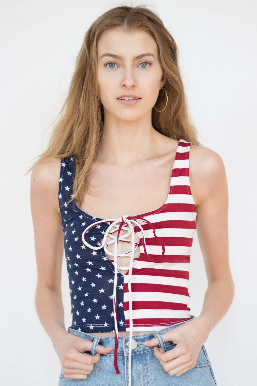Lace Up USA Tank