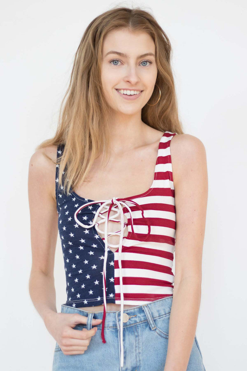 Lace Up USA Tank