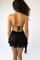 Lace Cowl Ruffled Romper