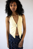Lace Mesh Buckle Halter Top