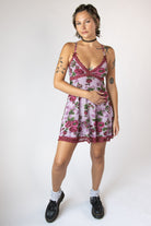 Lace Trim Floral Dress