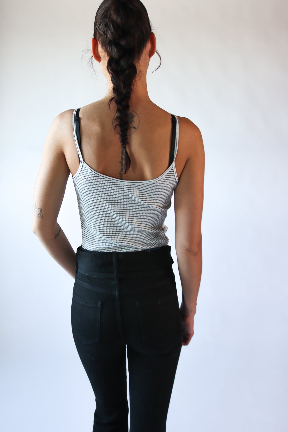 Lace Trim Striped Ribbed Cami