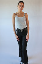 Lace Trim Striped Ribbed Cami